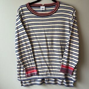 Cabi striped thin sweater with detailing medium